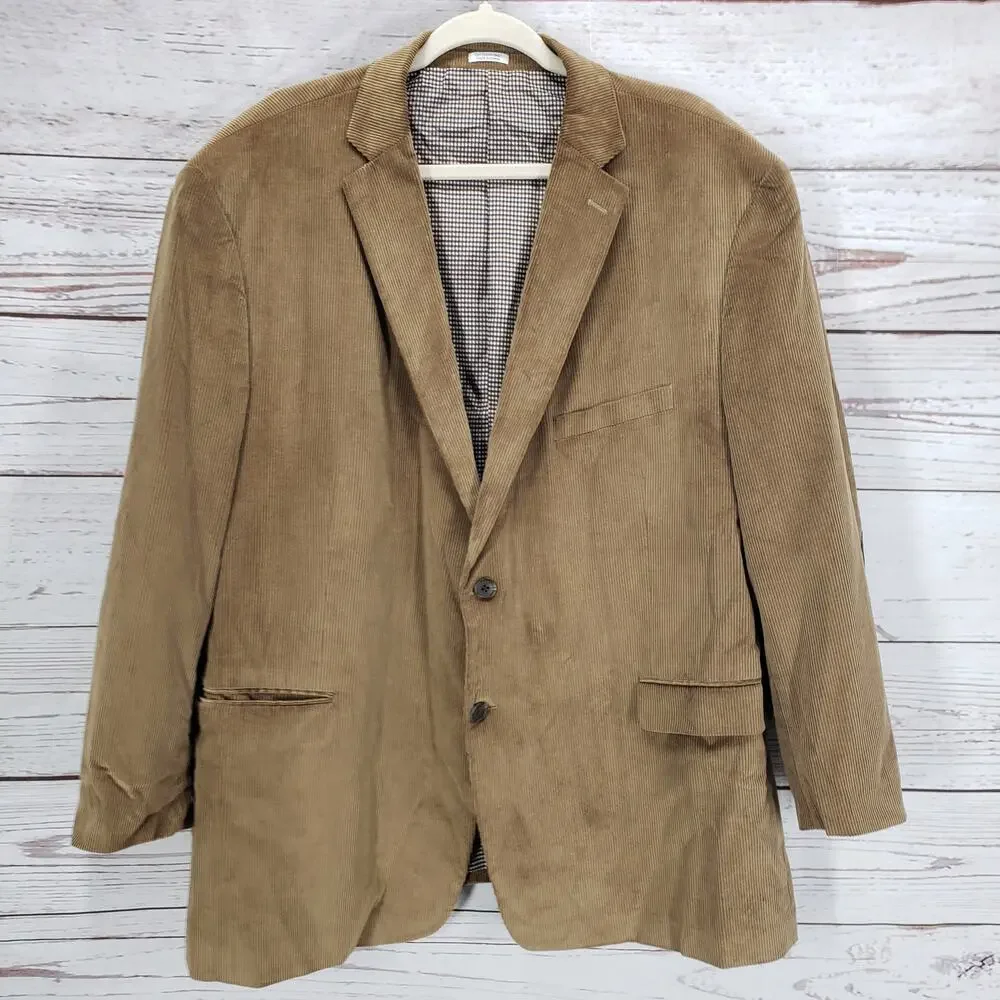 Saddlebred Men's Brown Cotton Corduroy Elbow Patch Sportscoat Size 50R